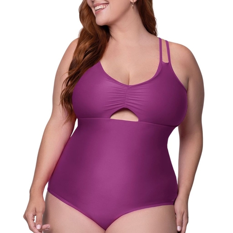 Maiô Plus Size com Detalhe Abertura Frontal Alça Regulável com Forro Selene