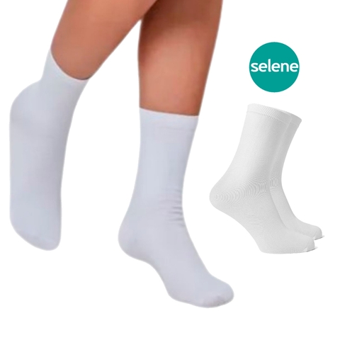 Meia Cano Longo Branca de ALGODÃO Selene Meias Brancas Lisas Casual - comprar online