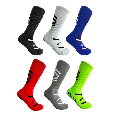 Meia Sport Antiderrapante Adulto 39-43 Cano Longo Futebol Corrida Crossfit Treino Masculina Alta Preto e Cores - comprar online