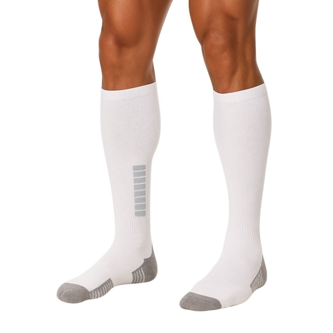 Meia Futebol Branca Premium Perfomance Sola Atoalhada Poliamida Longa Meião Esportivo Futsal Treino - comprar online