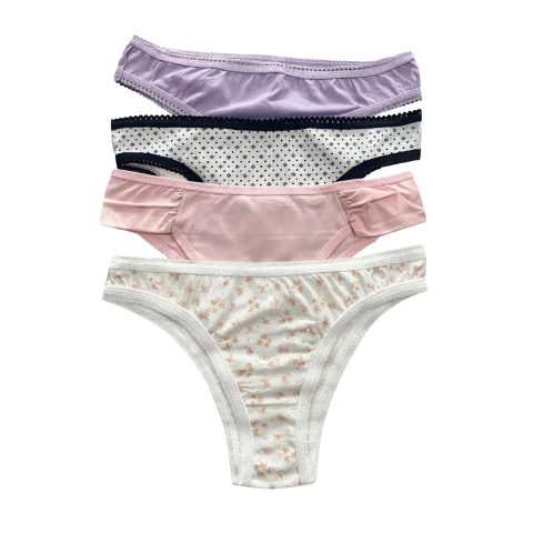 Kit 4 Calcinhas de Microfibra Feminina Adulto Modelo Biquíni Tanga Pacote Variado - comprar online