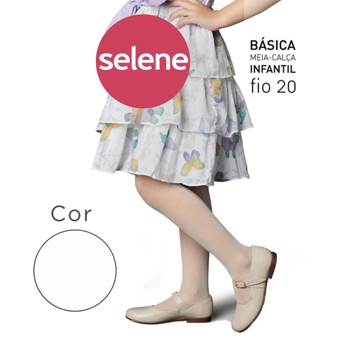 Meia Calça Infantil Fio 20 SELENE Original Fina Batizado Básica Branca Rosa Preta Menina Criança Juvenil - comprar online