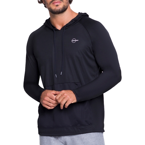 Camiseta Blusa Manga Longa Masculina com Capuz Esportiva Selene Treino Academia Corrida