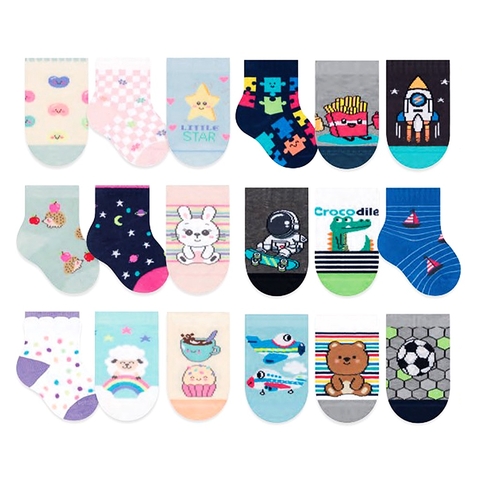 Kit 5 Meia de Bebê Até 5 Meses RN Algodão Macia Coloridas Estampadas Menina Menino - comprar online