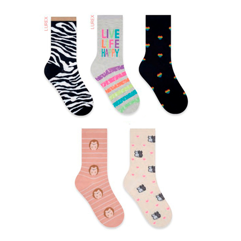 Meia Feminina Cano Longo Algodão Estampada 34 a 39 Selene - comprar online