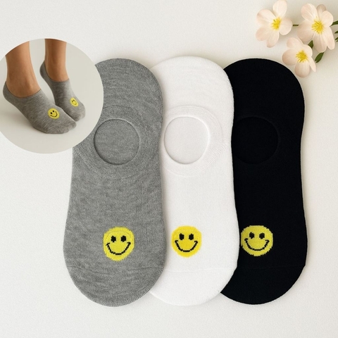 Kit 3 Meias Invisível com Silicone no Tornozelo Feminina 35 ao 40 Sapatilha Curtas Divertida