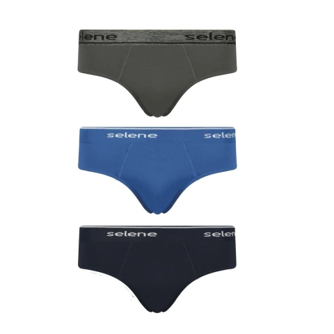 Kit 3 Cuecas Slip Algodão Forro Duplo Frontal Lisa Elástico no Cós - comprar online