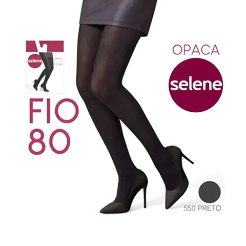 Meia Calça Fio 80 Grossa OPACA Feminina Selene Adulto Elastano Preta Qualidade Preto Inverno - comprar online