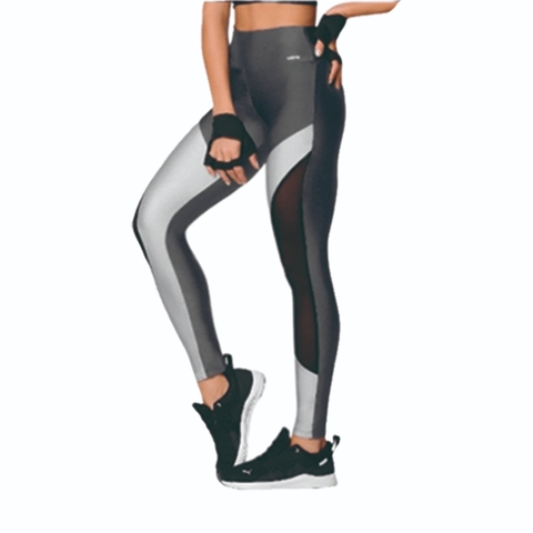 Legging Fitness Resistente Alta Qualidade Cinza Selene Poliamida - comprar online