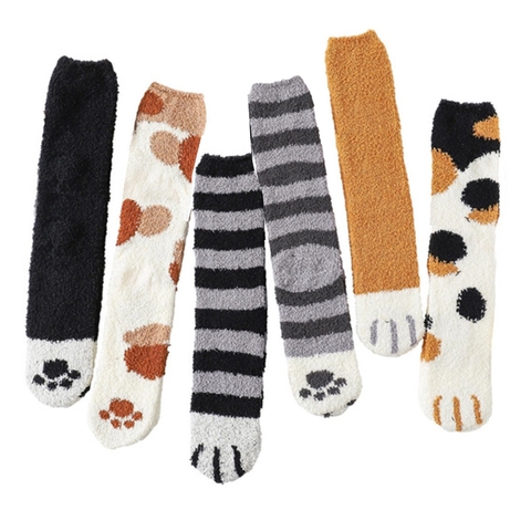 Meia 3/4 ALTA Pata de Gato Felpuda Quentinha Macia Inverno Frio Fofinha Cute 36-40 Cano Alto Divertida - comprar online
