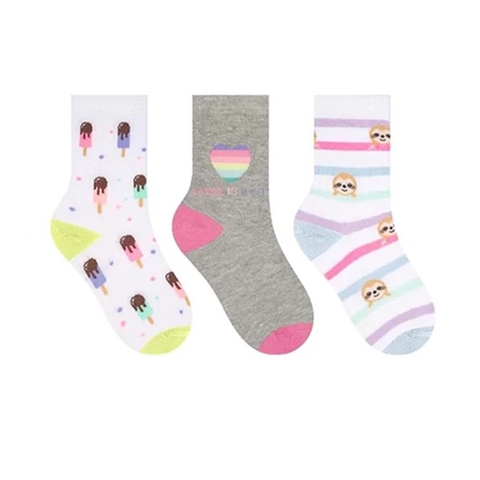 Kit 3 Pares Meia Infantil Menina Cano Médio 25 ao 34 Estampadas - comprar online