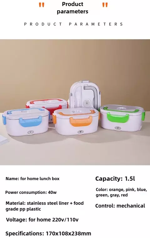 Lonchera eléctrica con calefacción y aislamiento térmico, 110V, 220V.