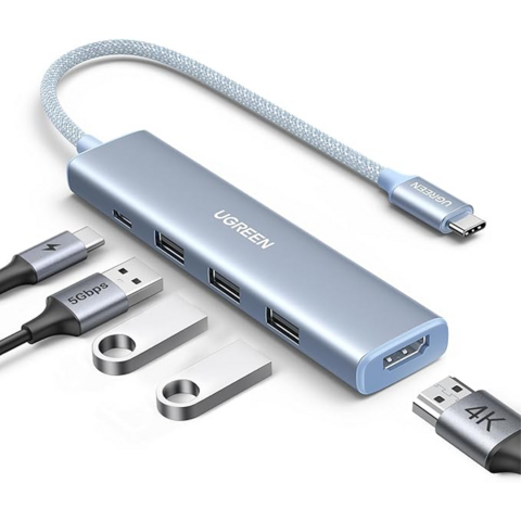 Hub USB C Adaptador Ugreen 5 en 1 Con Puertos de datos USB-C USB-A 4K 30Hz HDMI PD 100W Aluminio CM478 35581 - comprar online