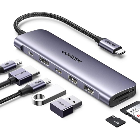 Hub USB C Adaptador Ugreen 7 en 1 Con Puertos de datos USB-C PD 100W USB-A 4K 60Hz HDMI Tarjeta Memoria MicroSD TF CM195 15214 - comprar online