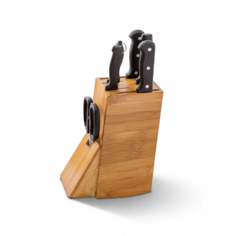 Organizador de Facas Cepo Bambu Anti Fungos Suporte Tesouras Faqueiro - comprar online