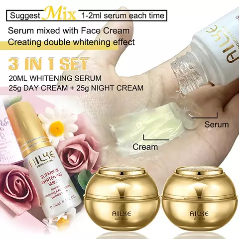 Conjunto de clareamento facial de colágeno AILKE 24K, reduz manchas pretas, sar