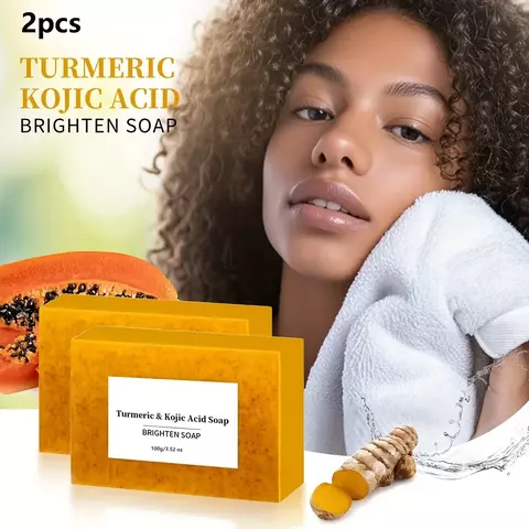 Sabonete esfoliante de ácido kójico de cúrcuma, 2 peças/100g, sabonete frio arte