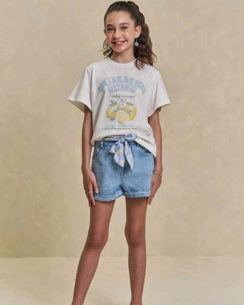 Camiseta Meia Malha Off White - Lilimoon