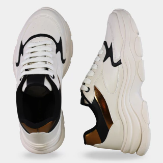 Tênis Casual Chunky Off White e Preto