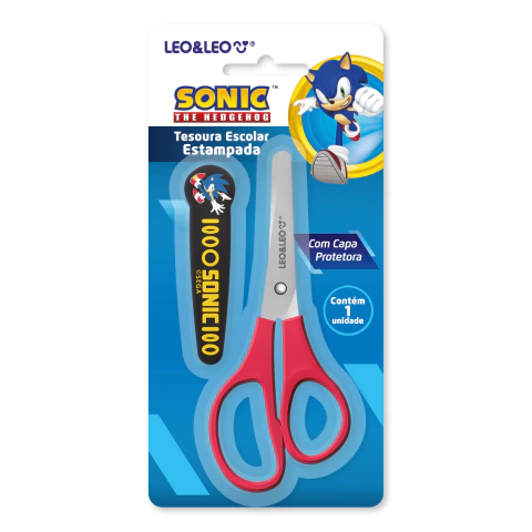 TESOURA SONIC ESCOLAR COM CAPA - LEONORA