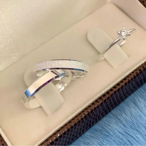 Alianças de Namoro Angela em prata 950 - 4mm