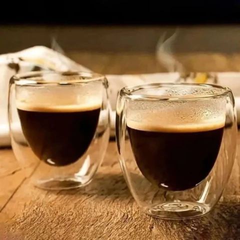 Conjunto de 2 Xícaras de Vidro 50ml parede dupla caneca para café Isolamento térmico