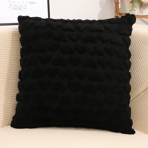 Capa de almofada coração em relevo pelúcia 42x42cm