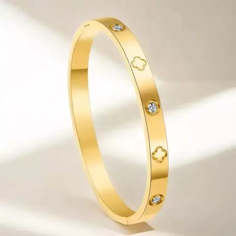 Pulseira Trevo e Zircônia: Joia de Aço Inoxidável Brilhante - comprar online