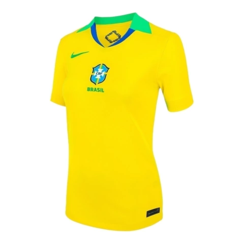 Camisa Seleção Brasileira I 25/26 - Torcedor Nike Feminina - Amarela com detalhes em verde