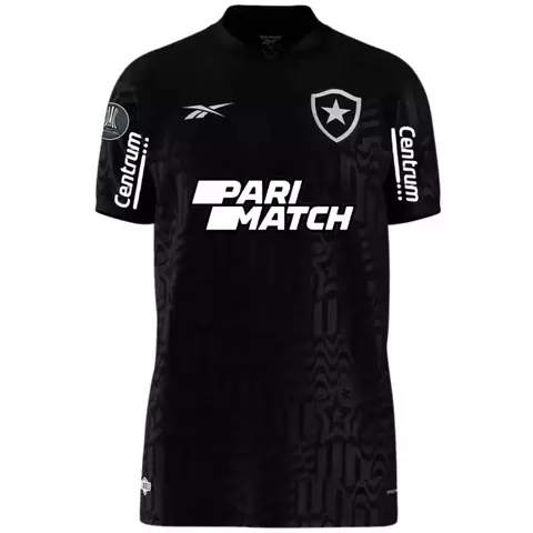 Camisa Botafogo II 23/24 - Torcedor Reebok Masculina - Preta com patrocínio e Patch Libertadores 2024