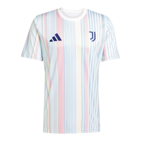 Camisa Juventus Pré-jogo 25/26 - Torcedor Adidas Masculina - Branca com detalhes em rosa e azul