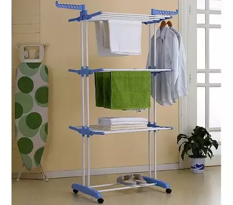 Varal Megavaral Rack De Chão Dobrável 3 Andares Retrátil Para Secar Roupas La