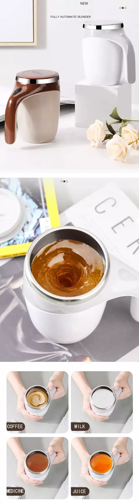 Caneca de café 380ml com mecânica mecânica, copo de mistura de frutas e leite - comprar online