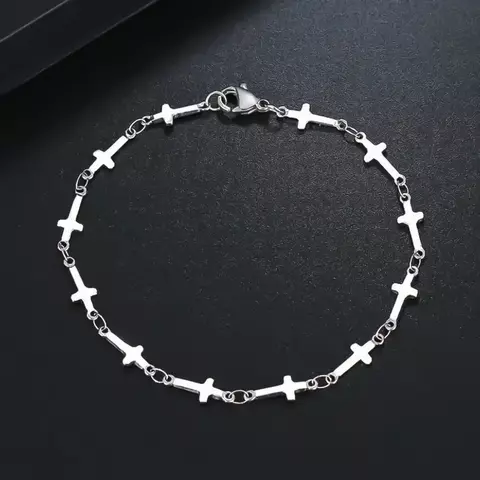 Pulseira Crucifixo Elo Cruz – Aço Inox Unissex - comprar online