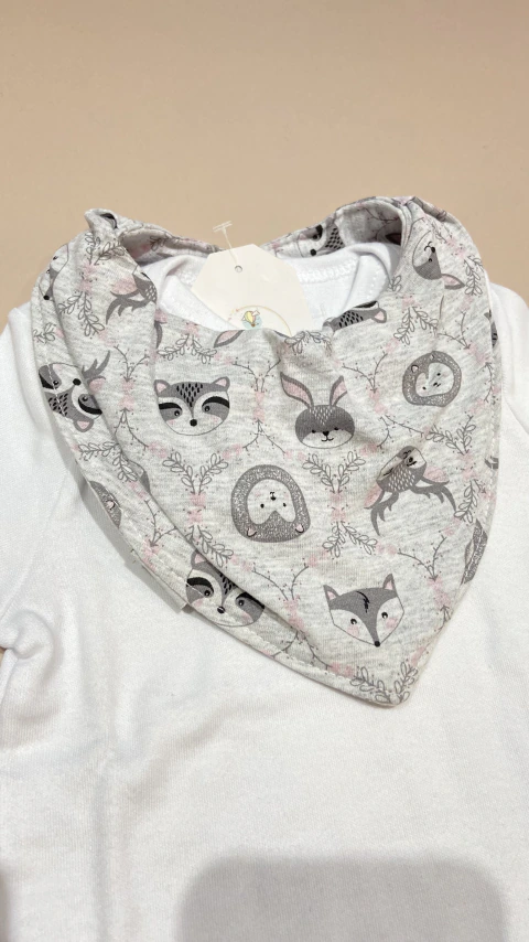 Babador bandana cinza Raposa/ bosque feminino impermeável Guube