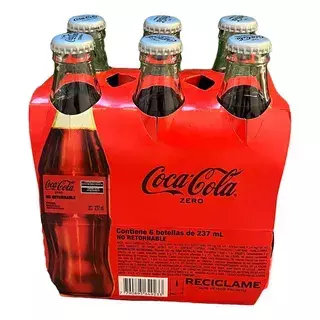 Coca-Cola sin azúcar vidrio 237ml por 6und