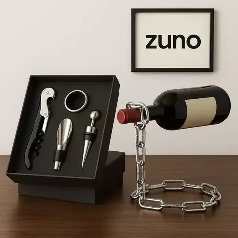 PROMO 2X1 Soporte Vino Cadena + Set De Vino Destapador 4 Piezas - comprar online