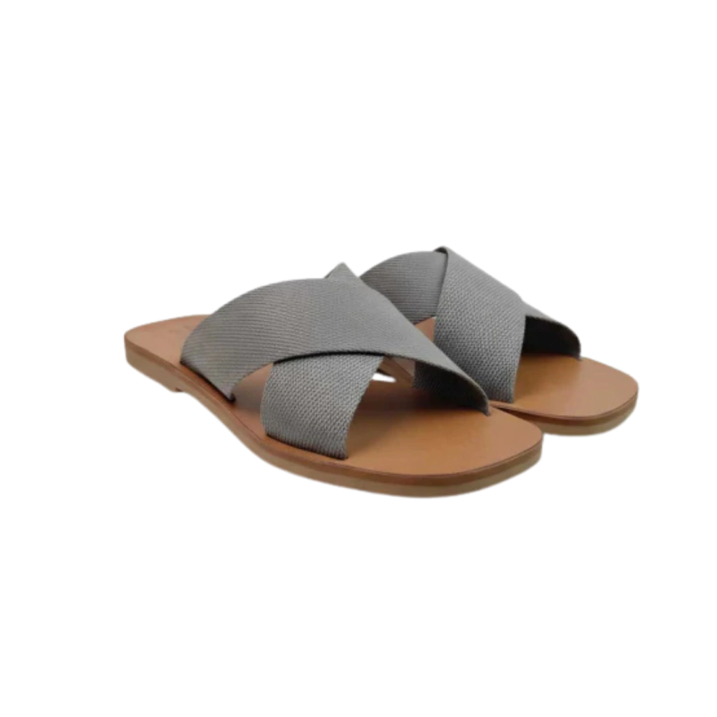 Sandália Couro Cross Slide