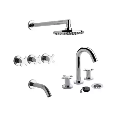 Juego Griferia Fv Alerce Ducha Y Lavatorio Ceramico - comprar online