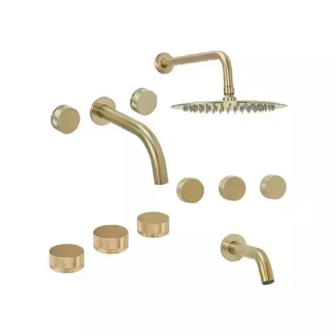 Combo Peirano Fabric Gold Lavatorio Pared Bide Ducha Embutir - comprar online