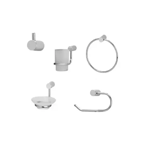 Set Kit Baño Accesorios Baño 5 Piezas Peirano Linea 10000 Color Plateado - comprar online