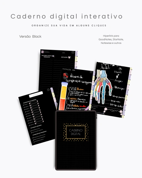 Caderno Digital Preto | Criative-se | Organize-se | Cuide do Planeta - comprar online