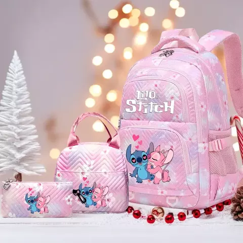 3 pçs conjunto mochila Stitch varias cores