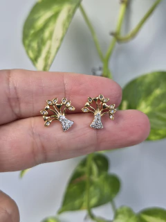 BRINCO ARVORE DA VIDA COM ZIRCONIAS BRANCAS - loja online