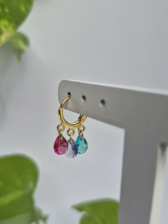ARGOLINHA DE ENCAIXE COM 3 CRISTAIS COLORIDOS GOTA - comprar online