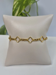 PULSEIRA COM TREVOS DE 4 FOLHAS VAZADOS - joiadapraia
