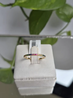 ANEL APARADOR FININHO COM MICROZIRCONIAS COLORIDAS