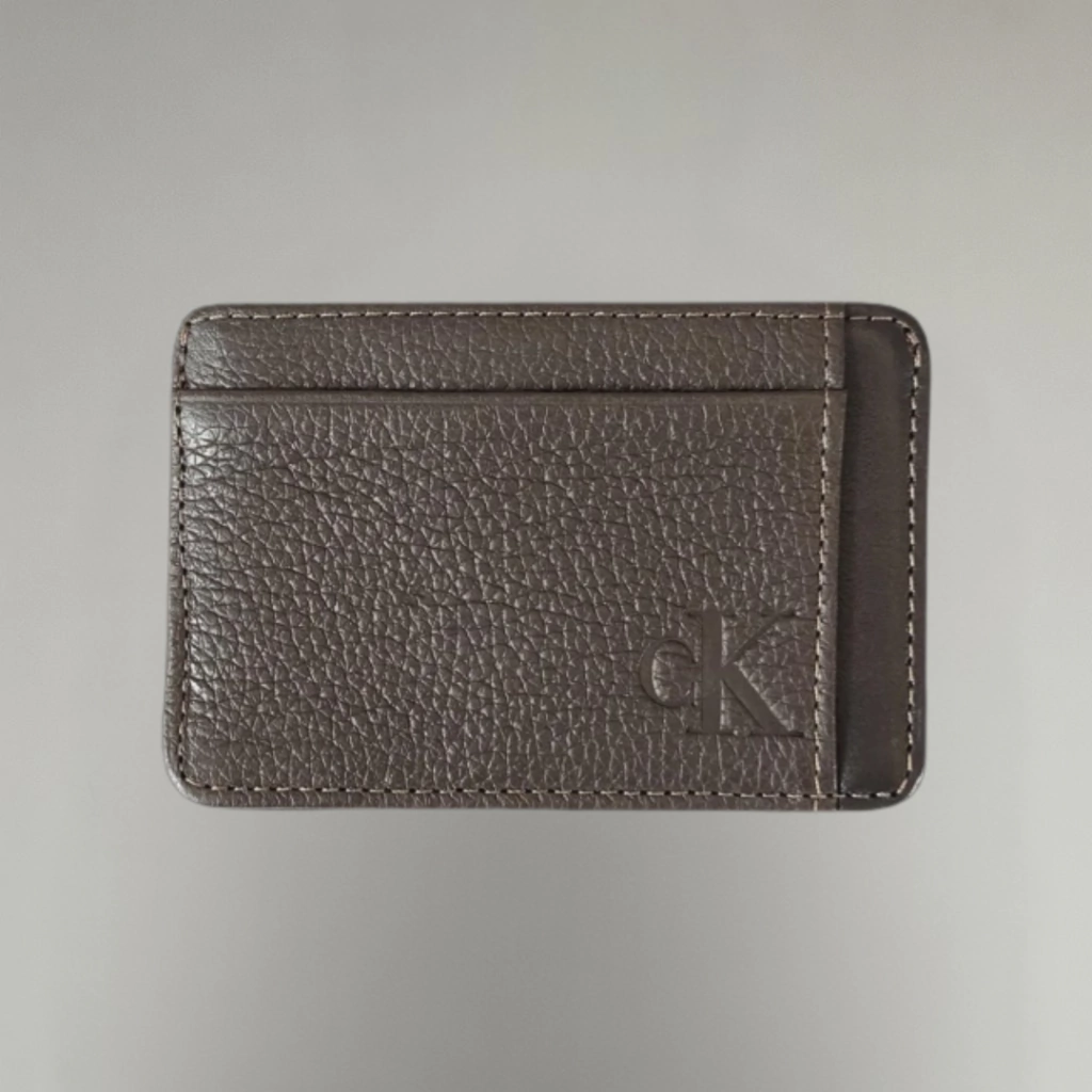 Carteira Calvin Klein Jeans Porta Cartão Couro CKJ Floater Queima Marrom Café