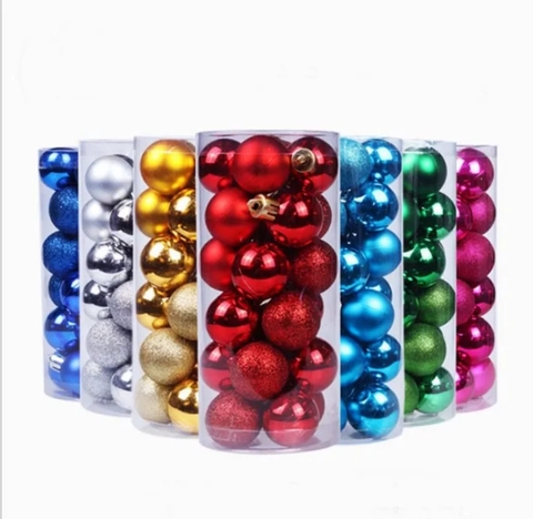 Conjunto Bolinhas de Natal Com 24 Unidades Fosco, Brilhante e Lisa 3cm