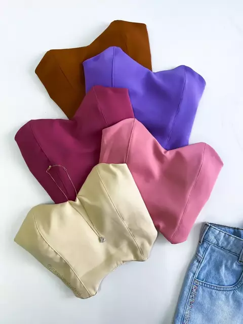 Cropped em Alfaiataria Corset sem Alça